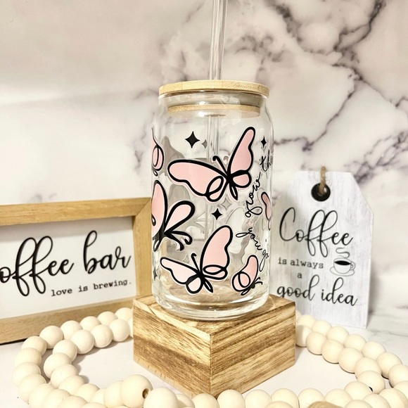 🌺Butterfly Coffee Glass | Grow Through What You Go Through🌺 - Picture 3 of 5
